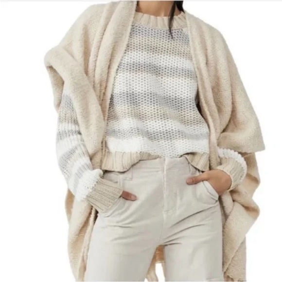 FREE PEOPLE Devon Sweater Gravity Combo Crew Neck S Knit Earthy Neutral - Picture 5 of 14